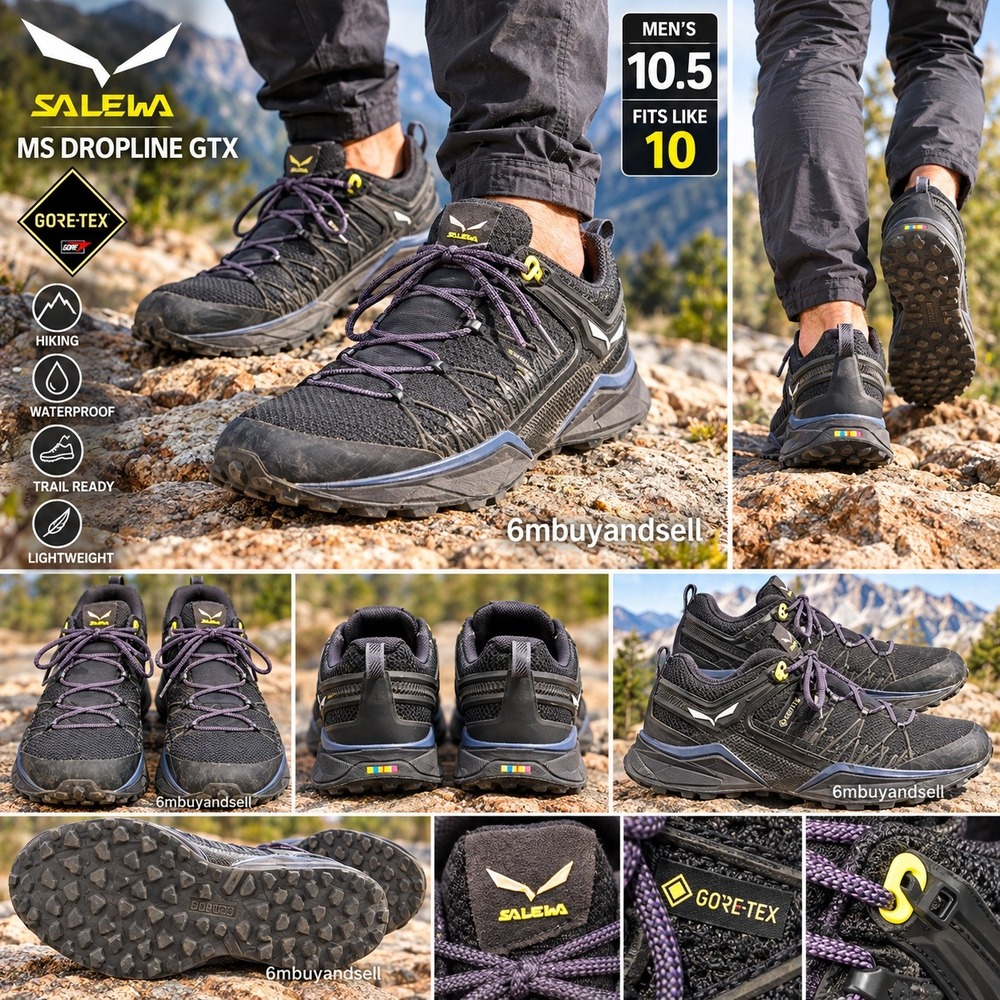 Salewa MS Dropline GTX Black Fluo Yellow Gore-Tex Hiking Shoes 61366 Mens 10.5